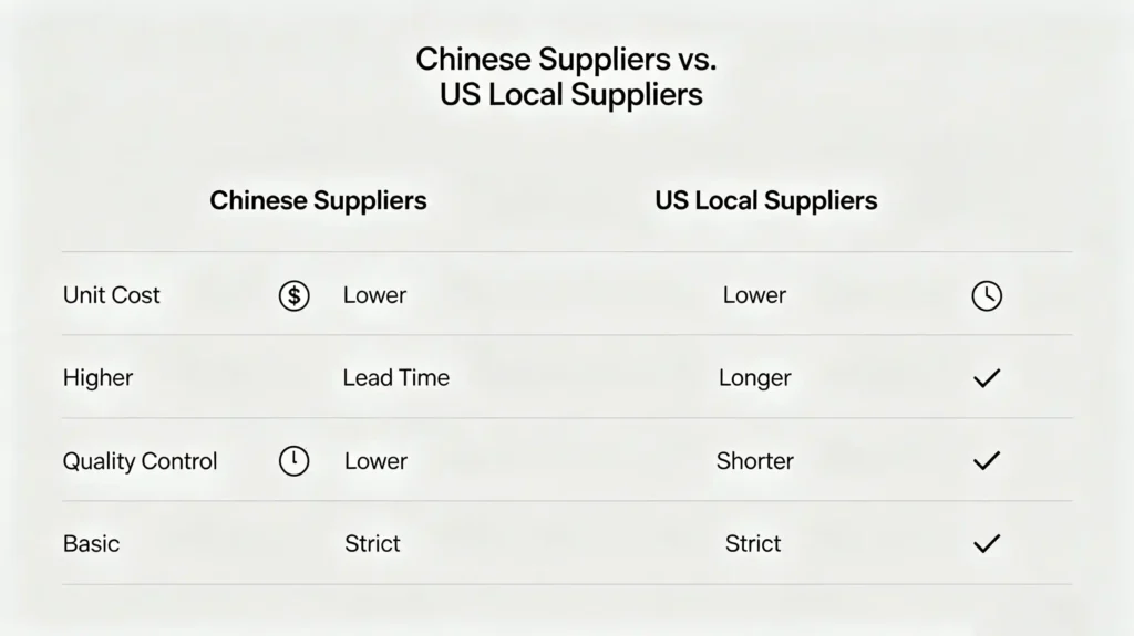Chinese supplier VS US supplier price