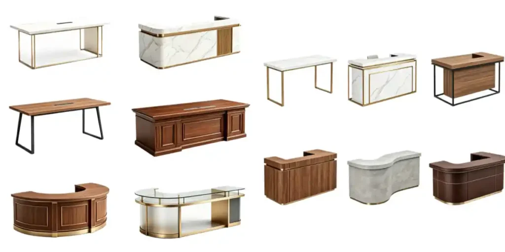 Different style reception desks
