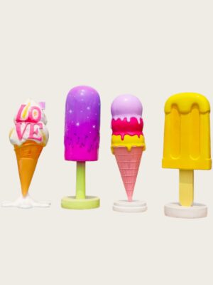 ICE CREAM-FIBERGLASS DISPLAY-LEXIO (1) Mixed Style Fiberglass Ice Cream & Popsicle Statue Set | Custom Indoor Outdoor Dessert Store Display Ornament