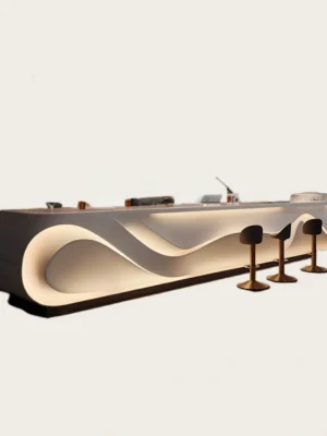 Wave-Shaped LED Reception Desk in office
