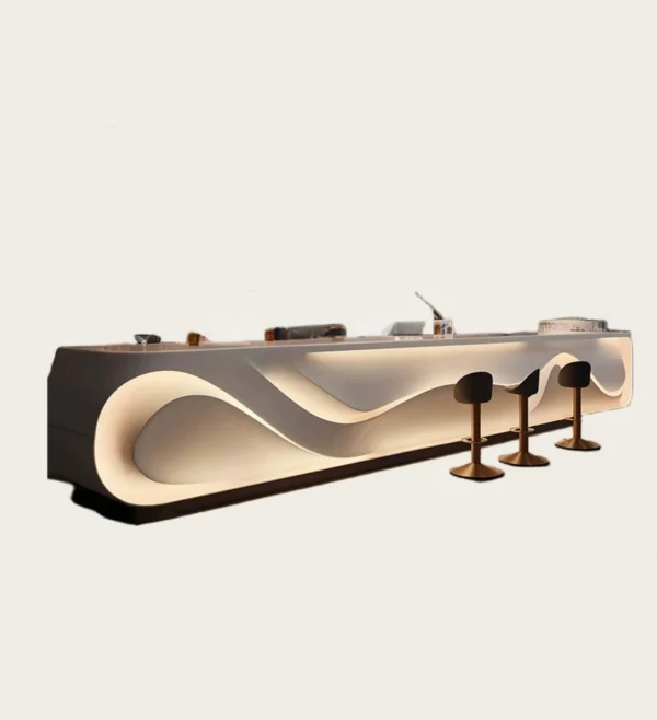 Wave-Shaped LED Reception Desk in office