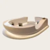 Curved LED reception desk in lobby