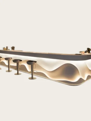 Wave-Shaped LED Reception Desk