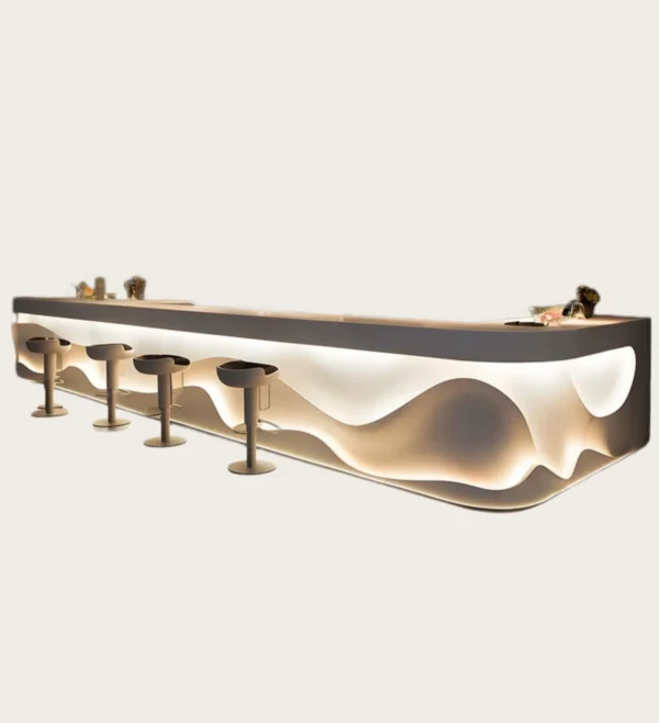 Wave-Shaped LED Reception Desk