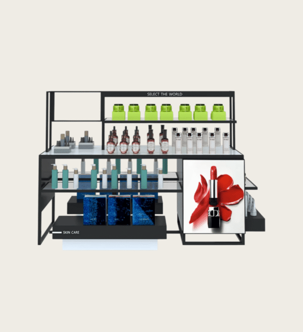Industrial style cosmetics display