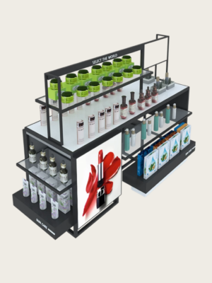 Industrial style cosmetics display