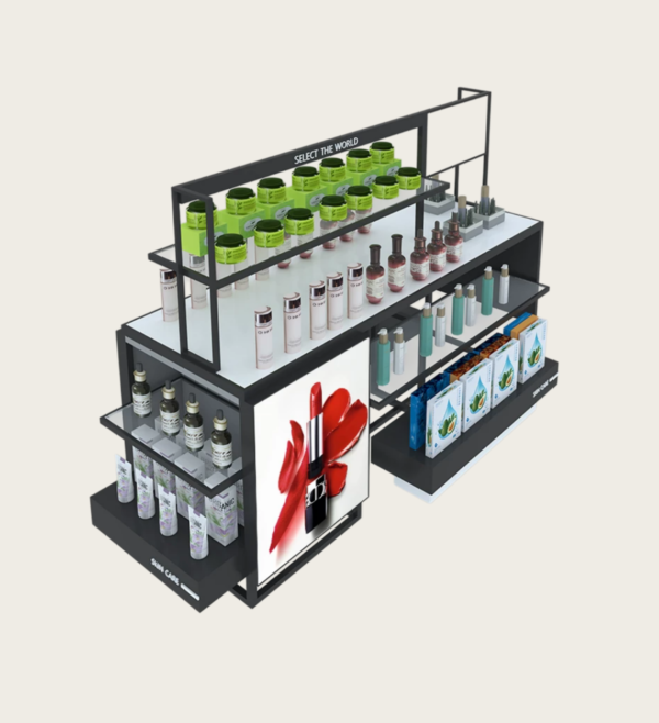 Industrial style cosmetics display