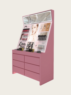 Matte pink makeup display stand