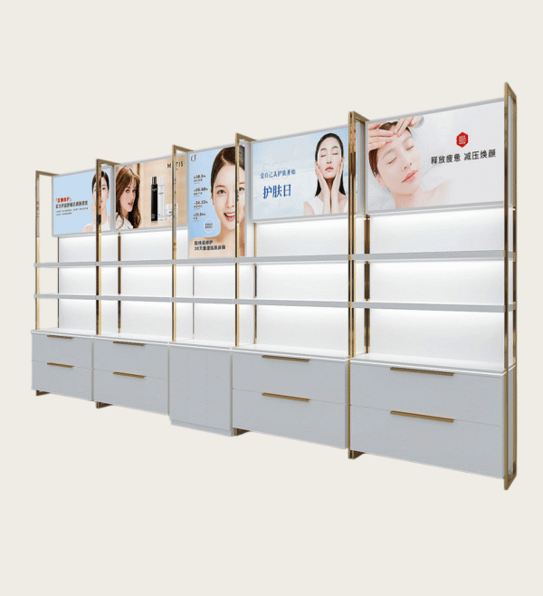 Modular skincare back wall display
