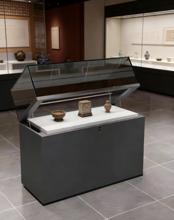 Hydraulic lift-up museum display case | Flip-top display showcase for cultural relics and antiques