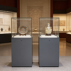 display showcase (7) Museum freestanding glass display case | Jewelry store floor-standing porcelain display case