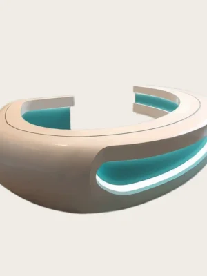 Custom Curved LED Reception Desk in lobby