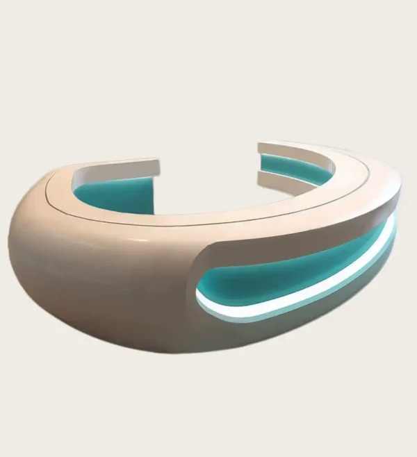 Custom Curved LED Reception Desk in lobby
