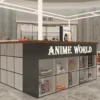 U-shaped enclosed anime merchandise and toy kiosk | T-shirt atrium central island display booth