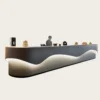 Dark Wave-Shaped LED Reception Desk