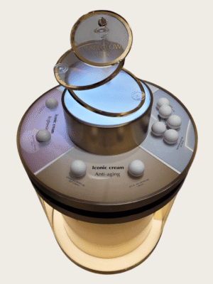 round perfume island table