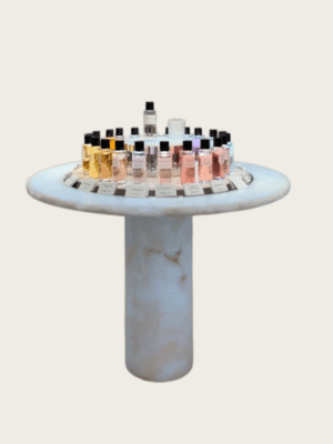 round perfume island table