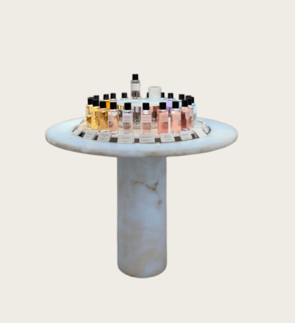 round perfume island table