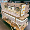 Custom Flower Themed Trolley Style Perfume Display Cart | Luxury Fragrance Showcase