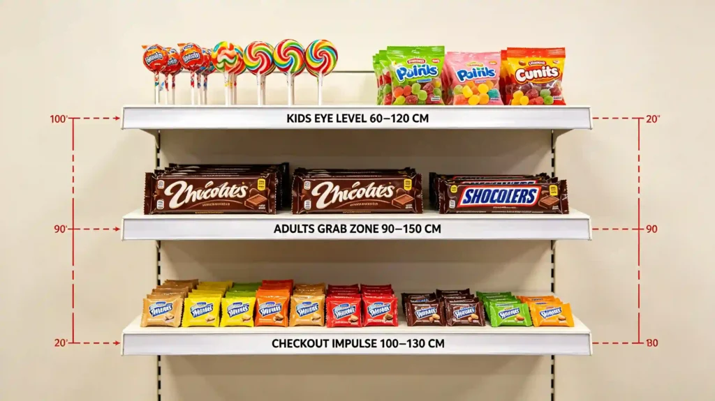 candy store display shelf