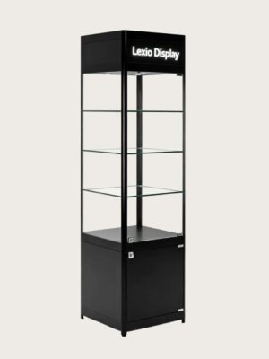 Black glass Column display cabinet