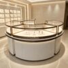 curved display cabinet (14) Luxury Circular Sector Jewelry Display Island with Storage Base | LED Illuminated Glass Showcase for High-End Jewelry & Watch Retail Stores