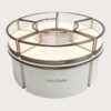 Round Hollow Jewelry Display Island with Zoned Curved Glass | Luxury Champagne Gold Modular Retail Showcase with Lockable Storage for USA & Australia Jewelry Stores