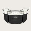 Curved Black Semi-Circular Jewelry Display Showcase with Lockable Storage | Freestanding Glass Retail Display Counter for Luxury Jewelry Stores