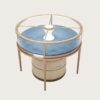 Round Luxury LED Jewelry Display Island Table | Circular Glass Showcase with Storage Base for High-End Boutique Jewelry Stores