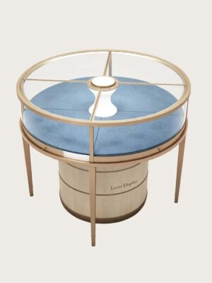 curved display cabinet (8) Round Luxury LED Jewelry Display Island Table | Circular Glass Showcase with Storage Base for High-End Boutique Jewelry Stores