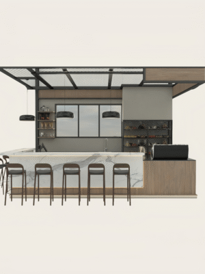 custom coffee kiosk (2) (2) Industrial Stone Coffee Kiosk