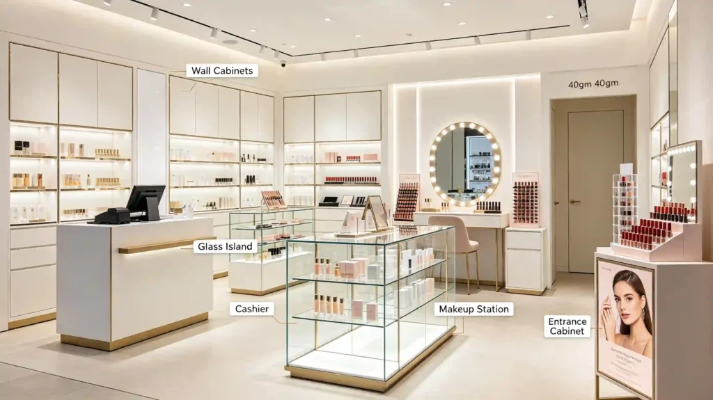 custom cosmetic display cabinet