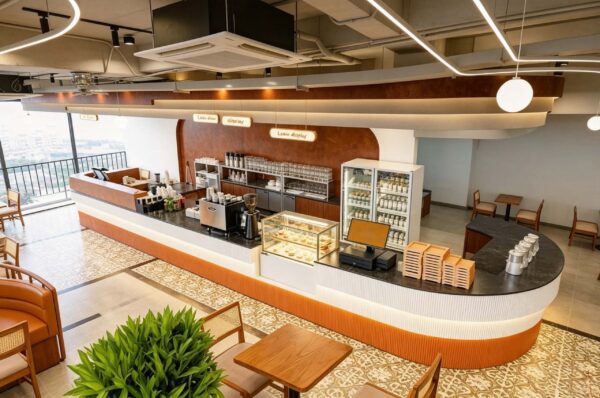 custom shop bar counter-3d design-lexio display (11) Curved Fluted Coffee Shop Service Counter| Custom Cafe Bar for Sale