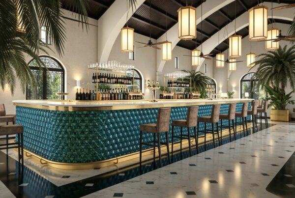 Luxury Curved Hotel Bar Counter | Mediterranean Style Restaurant Back Bar Furniture