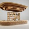 custom shop bar counter-3d design-lexio display (21) natural rattan woven oval bar counter with central arched wine rack and suspended ceiling canopy for resort hotel beach club