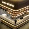 custom shop bar counter-3d design-lexio display (24) modern luxury fluted bar counter with back wall wine rack dark marble top for hotel restaurant lounge