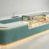 custom shop bar counter-3d design-lexio display (28) mint green fluted u-shaped bakery service counter with integrated glass pastry display case for modern cake shop