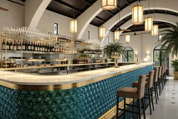 Luxury Curved Hotel Bar Counter | Mediterranean Style Restaurant Back Bar Furniture