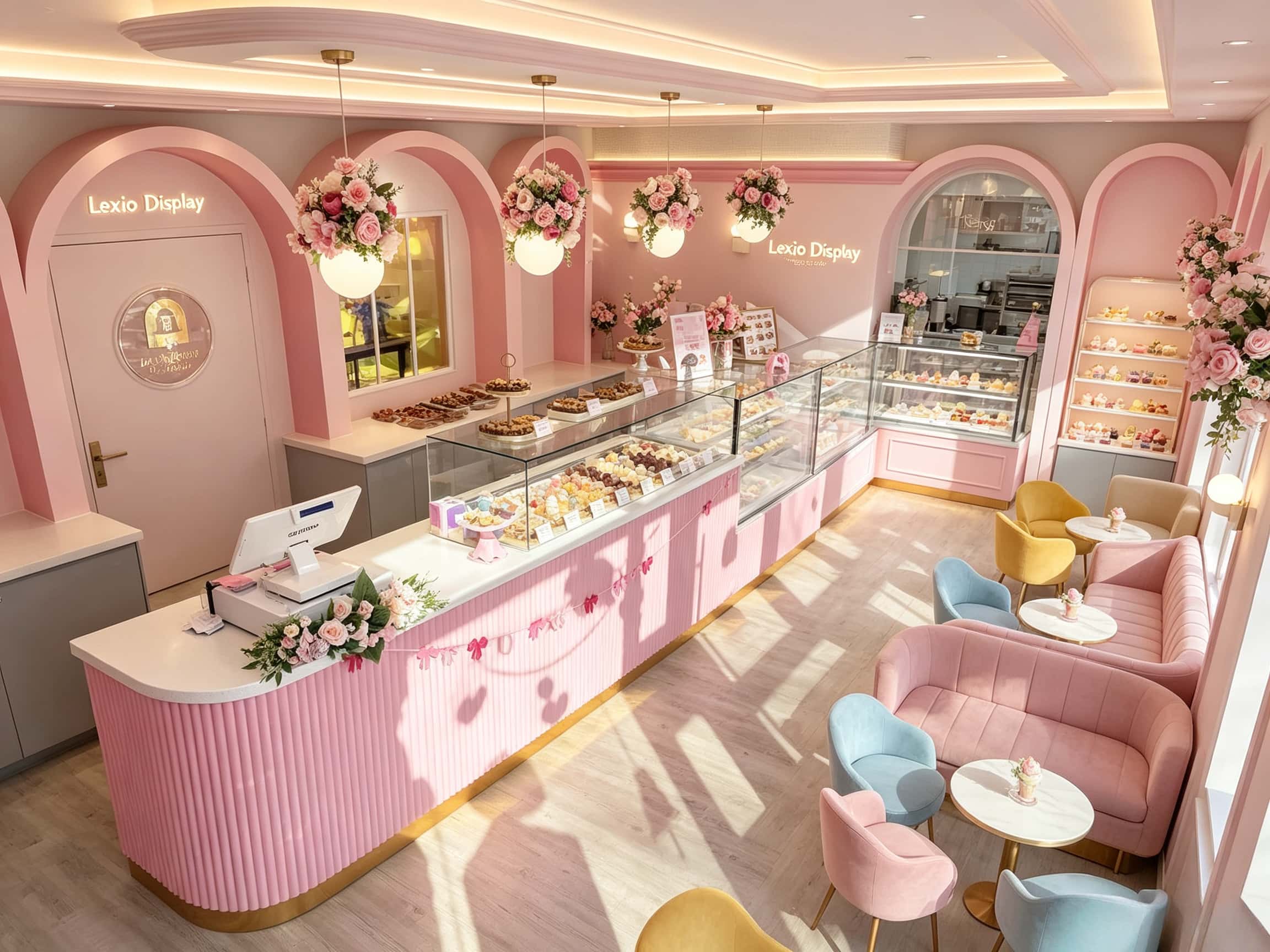Arches Florals & Velvet: A High-End Pastry Shop Design