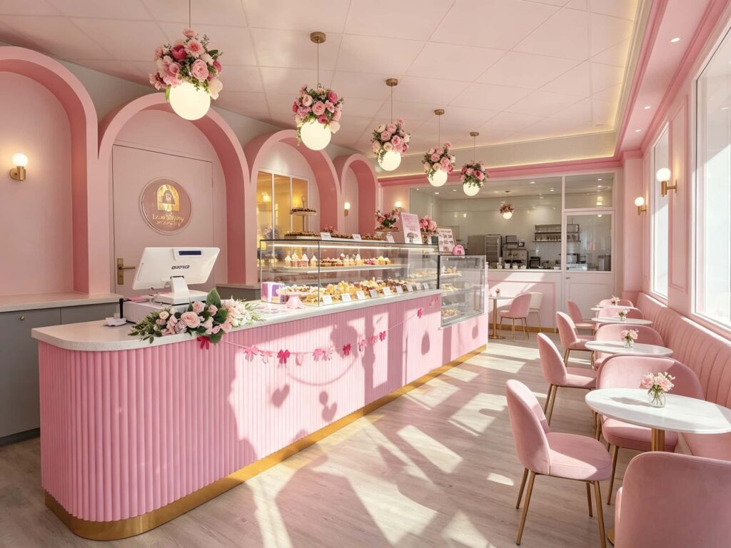 Arches Florals & Velvet: A High-End Pastry Shop Design