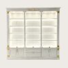 White Carved Jewelry Watch Display Wall Cabinet | Luxury Showcase With Gold Corner Decoration For Jewelry Shop