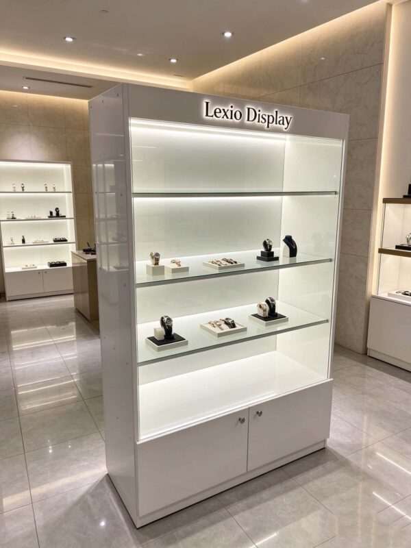 Wholesale Glass Perfume Display Cabinet | Freestanding Showcase With Base Storage For Fragrance & Retail Shop