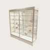display shelf (16) White Glass Jewelry Display Cabinet | Freestanding Eyewear Showcase With Adjustable Glass Shelves For Shop