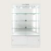 Custom White Sliding Glass Watch Display Cabinet | Lockable Luxury Jewelry Showcase With Top Logo