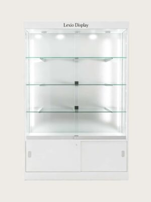 display shelf (19) Custom White Sliding Glass Watch Display Cabinet | Lockable Luxury Jewelry Showcase With Top Logo