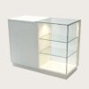 display shelf (20) Custom Smoke Shop White Display Counter | Half Glass Open Showcase With LED Lighting
