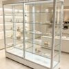 display shelf (4) White Glass Jewelry Display Cabinet | Freestanding Eyewear Showcase With Adjustable Glass Shelves For Shop