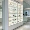 Minimalist White Optical Eyewear Electronic Display Cabinet | Sliding Glass Vitrine Showcase For Optics Store