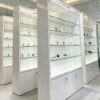Minimalist White Optical Eyewear Electronic Display Cabinet | Sliding Glass Vitrine Showcase For Optics Store
