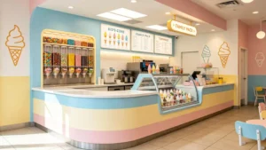 how to design an ice cream shop bar counter